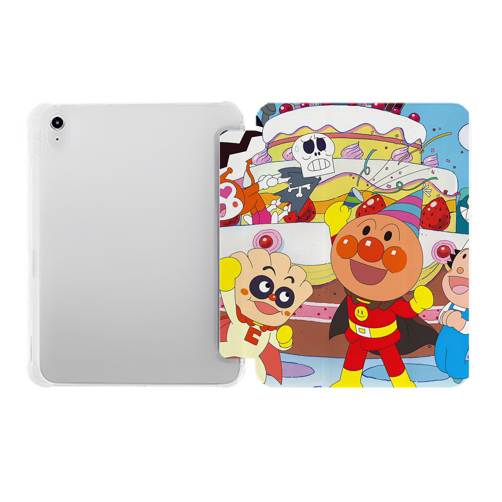 （画像用） アンパンマン Anpanman IPad ケース ペン収納付き 三つ折りスタンド PUレザー×シリコン 対応機種9.5/10.5/10.9インチ